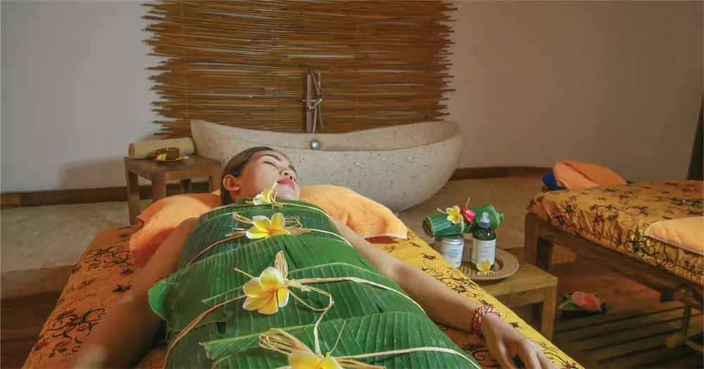 Banana leaf wrap treatment at Bamboo Spa